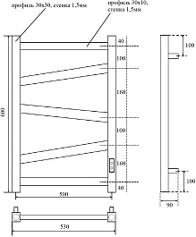 Point Полотенцесушитель электрический Феникс П5 500x600 PN15856 хром – фотография-3